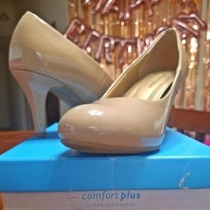 Nude pumps; size 5.5; worn once only.